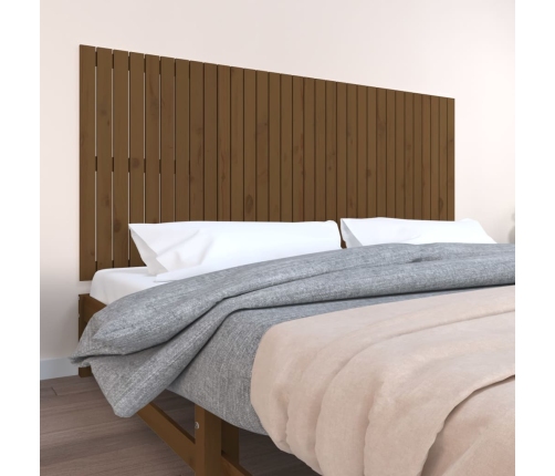 vidaXL Cabecero cama pared madera maciza pino marrón miel 204x3x90 cm