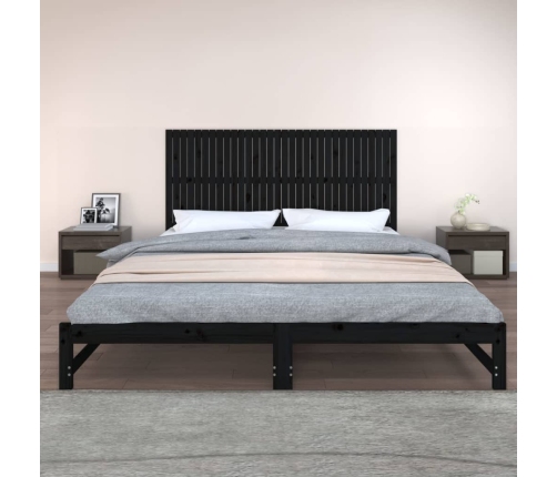 Cabecero de cama de pared madera maciza pino negro 204x3x90 cm