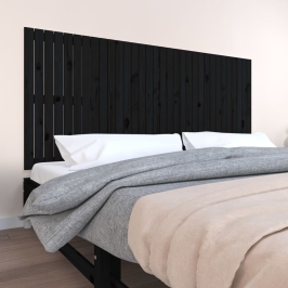 Cabecero de cama de pared madera maciza pino negro 204x3x90 cm