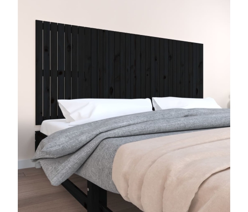 Cabecero de cama de pared madera maciza pino negro 204x3x90 cm