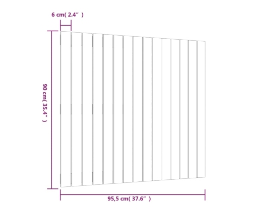 Cabecero de cama de pared madera maciza de pino 95,5x3x90 cm