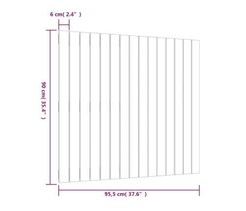 Cabecero de cama pared madera maciza pino blanco 95,5x3x90 cm