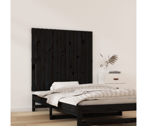 Cabecero de cama de pared madera maciza pino negro 95,5x3x90 cm