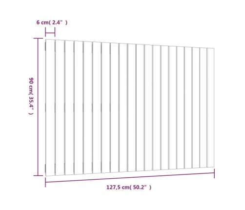 vidaXL Cabecero de cama de pared madera maciza de pino 127,5x3x90 cm