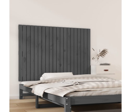 Cabecero de cama de pared madera maciza pino gris 127,5x3x90 cm