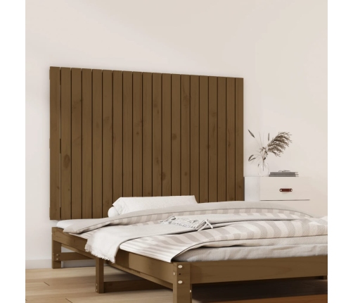 Cabecero cama pared madera maciza pino marrón miel 127,5x3x90cm