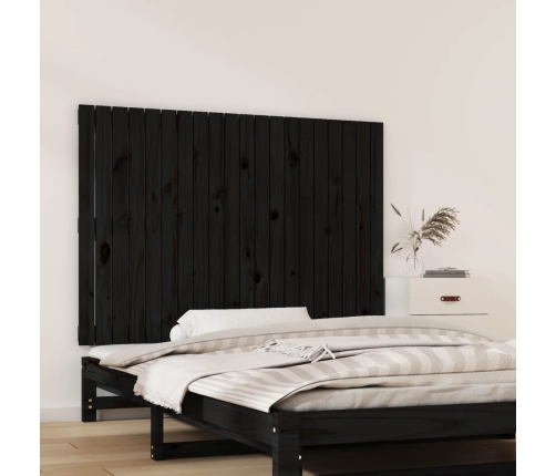 Cabecero de cama de pared madera maciza pino negro 127,5x3x90cm