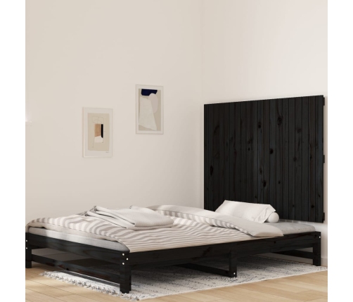 Cabecero de cama de pared madera maciza pino negro 127,5x3x90cm