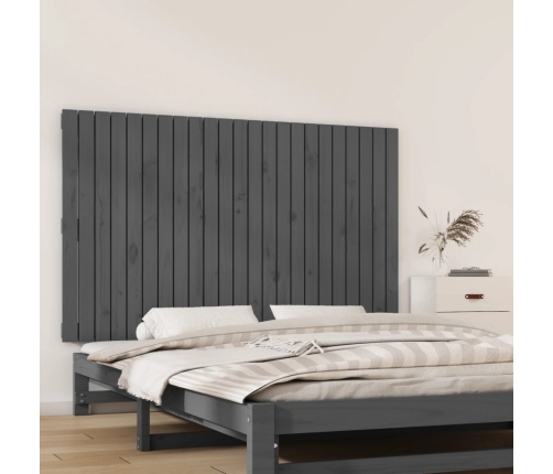 Cabecero de cama de pared madera maciza pino gris 147x3x90 cm