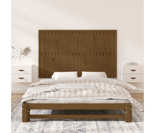 Cabecero cama pared madera maciza pino marrón miel 147x3x90 cm