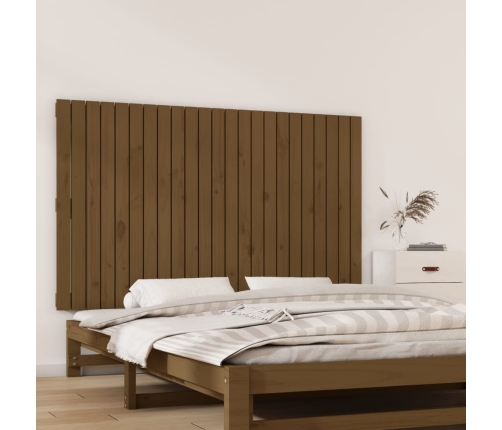 Cabecero cama pared madera maciza pino marrón miel 147x3x90 cm