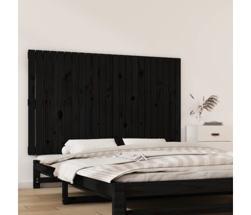 Cabecero de cama de pared madera maciza pino negro 147x3x90 cm