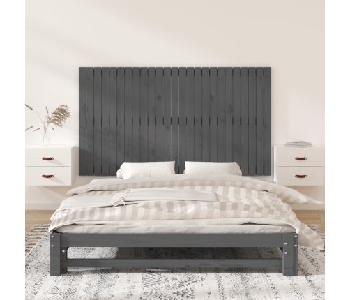 Cabecero de cama de pared madera maciza pino gris 159,5x3x90 cm