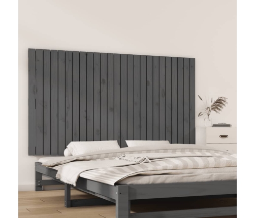 Cabecero de cama de pared madera maciza pino gris 159,5x3x90 cm