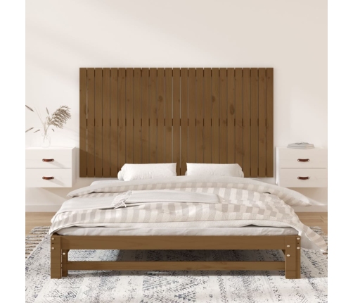 Cabecero cama pared madera maciza pino marrón miel 159,5x3x90cm