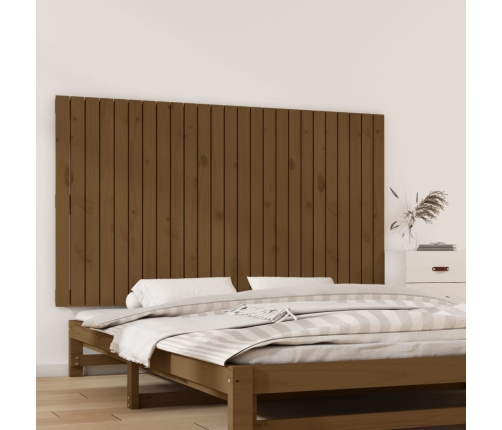 Cabecero cama pared madera maciza pino marrón miel 159,5x3x90cm