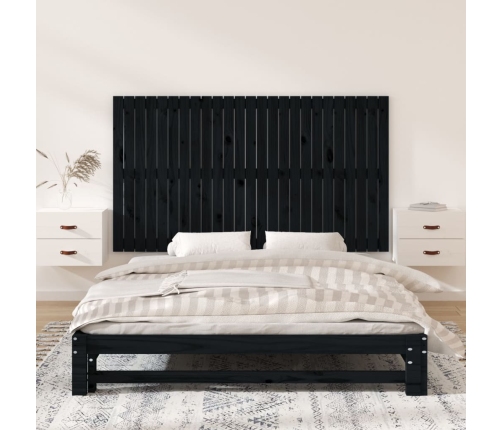 Cabecero de cama de pared madera maciza pino negro 159,5x3x90cm