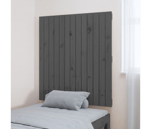 Cabecero de cama de pared madera maciza pino gris 82,5x3x90 cm