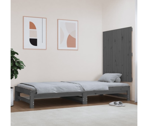 Cabecero de cama de pared madera maciza pino gris 82,5x3x90 cm