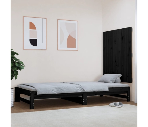 Cabecero de cama de pared madera maciza pino negro 82,5x3x90 cm