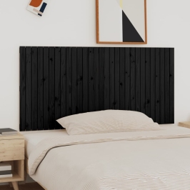 Cabecero de cama de pared madera maciza pino negro 185x3x90 cm