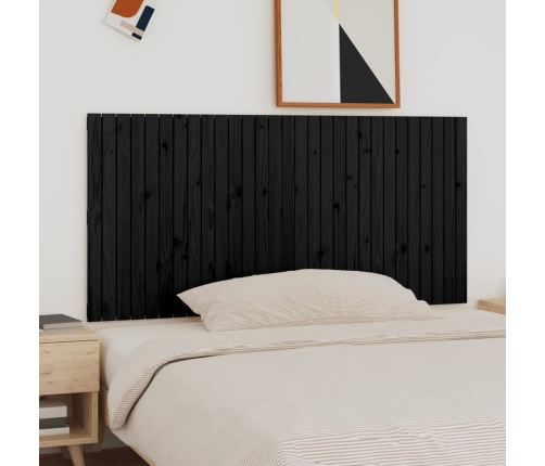 Cabecero de cama de pared madera maciza pino negro 185x3x90 cm