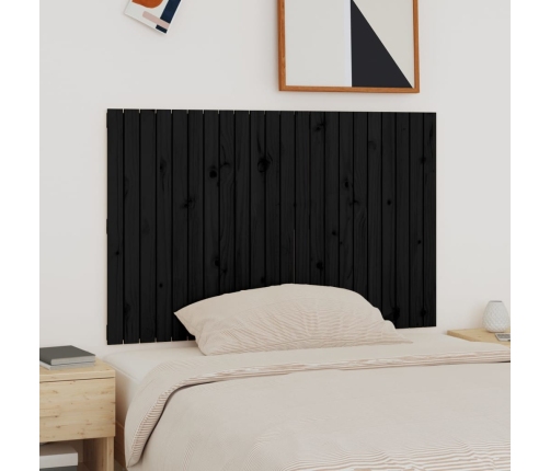 Cabecero de cama de pared madera maciza pino negro 140x3x90 cm