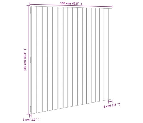 Cabecero de cama de pared madera maciza pino blanco 108x3x110cm