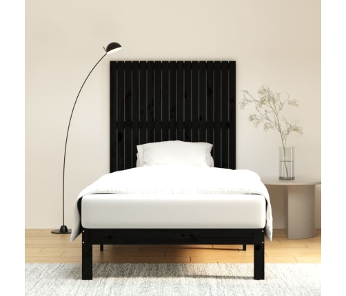 Cabecero de cama de pared madera maciza pino negro 108x3x110 cm