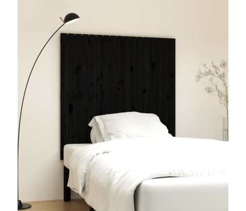 Cabecero de cama de pared madera maciza pino negro 108x3x110 cm