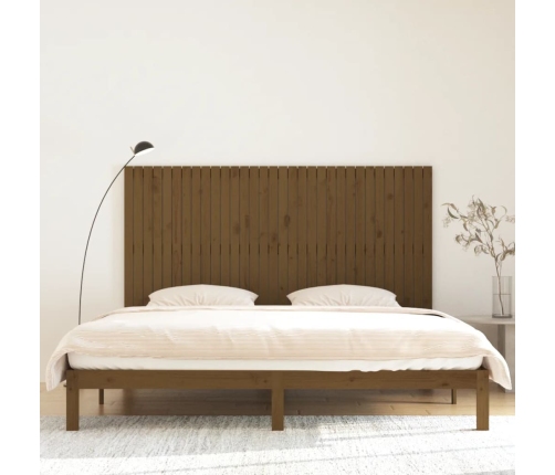 vidaXL Cabecero cama pared madera maciza pino marrón miel 204x3x110 cm