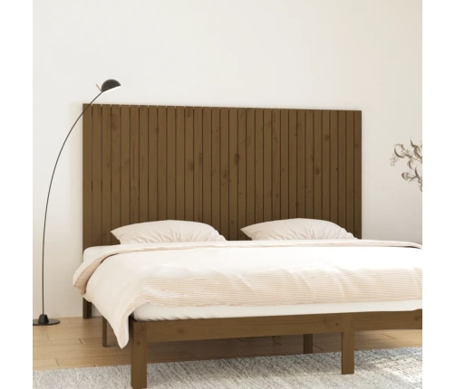 vidaXL Cabecero cama pared madera maciza pino marrón miel 204x3x110 cm