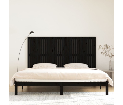 Cabecero de cama pared madera maciza pino negro 204x3x110 cm