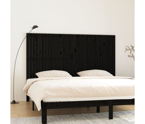 Cabecero de cama pared madera maciza pino negro 204x3x110 cm