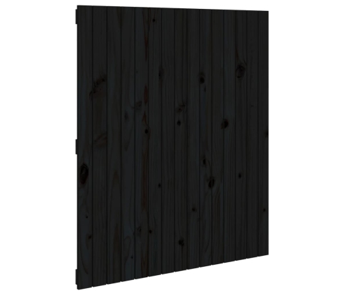 Cabecero de cama pared madera maciza pino negro 95,5x3x110 cm