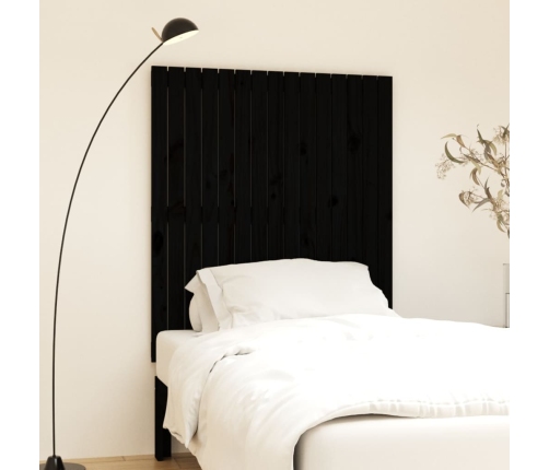 Cabecero de cama pared madera maciza pino negro 95,5x3x110 cm