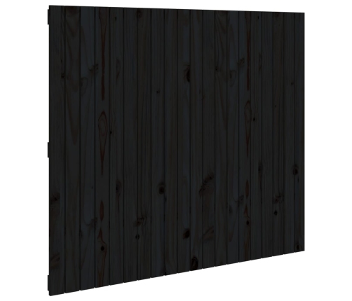 Cabecero de cama pared madera maciza pino negro 127,5x3x110 cm