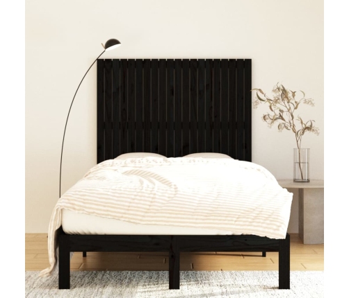 Cabecero de cama pared madera maciza pino negro 127,5x3x110 cm