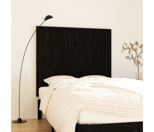 Cabecero de cama pared madera maciza pino negro 127,5x3x110 cm