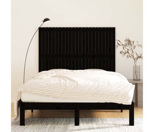 Cabecero de cama pared madera maciza pino negro 146,5x3x110 cm