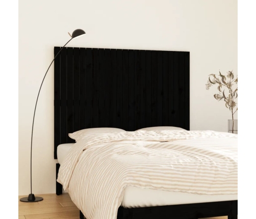 Cabecero de cama pared madera maciza pino negro 146,5x3x110 cm