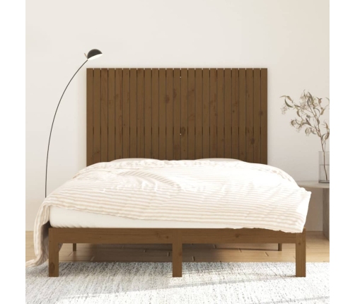 Cabecero de cama pared madera maciza marrón miel 159,5x3x110 cm