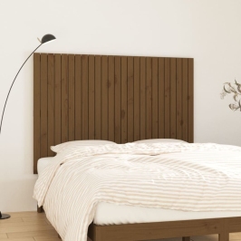 Cabecero de cama pared madera maciza marrón miel 159,5x3x110 cm