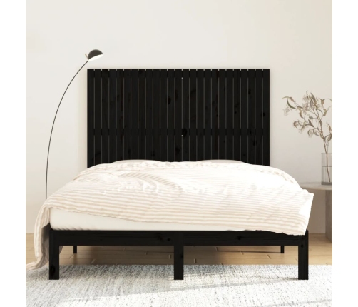 vidaXL Cabecero de cama pared madera maciza pino negro 159,5x3x110 cm