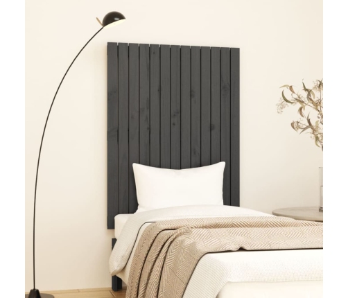 Cabecero de cama de pared madera maciza pino gris 82,5x3x110 cm