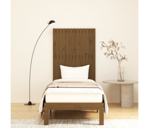 Cabecero cama pared madera maciza pino marrón miel 82,5x3x110cm
