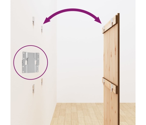Cabecero cama pared madera maciza pino marrón miel 82,5x3x110cm