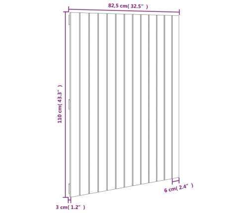 Cabecero cama pared madera maciza pino marrón miel 82,5x3x110cm