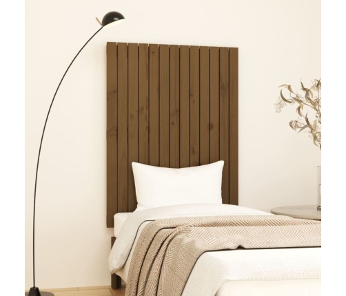 Cabecero cama pared madera maciza pino marrón miel 82,5x3x110cm