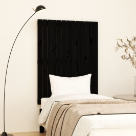 Cabecero de cama pared madera maciza pino negro 82,5x3x110 cm